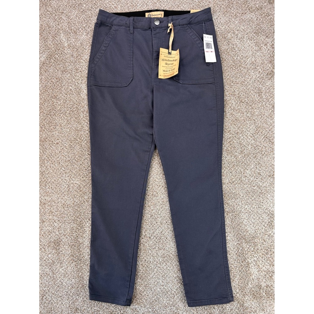 Democracy Abtechnology Skyrise Pants Charcoal Gray Straight Leg Size 10 NEW